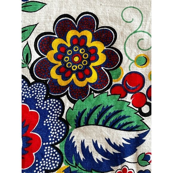 Italian Floral Cotton Tablecloth 58x48 Blue Red White Orange Green Boho Party - Picture 5 of 16